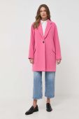 Пальто з домішкою вовни BOSS колір рожевий перехідний oversize