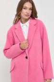 Пальто з домішкою вовни BOSS колір рожевий перехідний oversize
