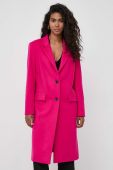 Вовняне пальто BOSS колір рожевий перехідний