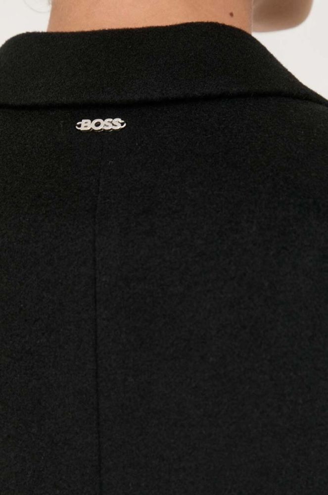 Вовняне пальто BOSS колір чорний перехідний (3372829) фото 5