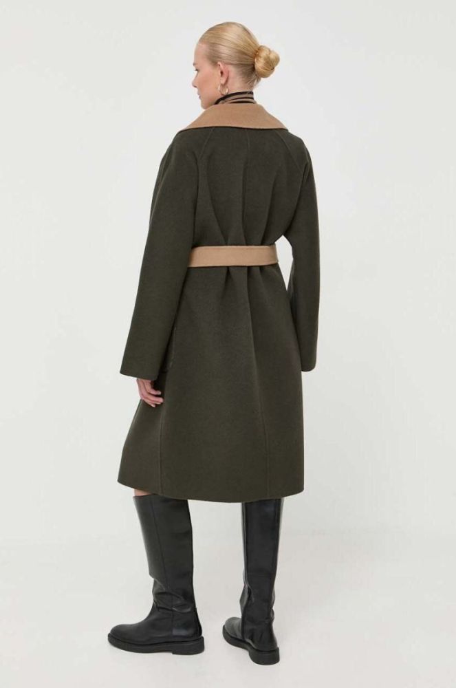 Вовняне двостороннє пальто Weekend Max Mara колір зелений перехідний oversize фото 3