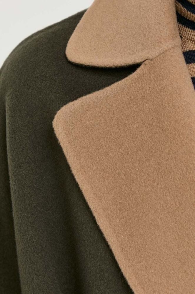 Вовняне двостороннє пальто Weekend Max Mara колір зелений перехідний oversize фото 6