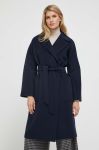 Вовняне пальто Weekend Max Mara колір синій перехідне oversize