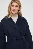Вовняне пальто Weekend Max Mara колір синій перехідне oversize