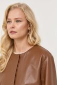 Шкіряний плащ Weekend Max Mara жіночий колір коричневий перехідний oversize