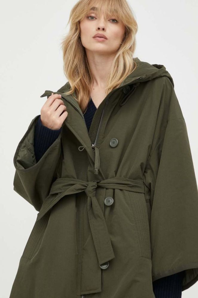 Двостороння куртка Weekend Max Mara жіноча колір зелений перехідна oversize фото 8