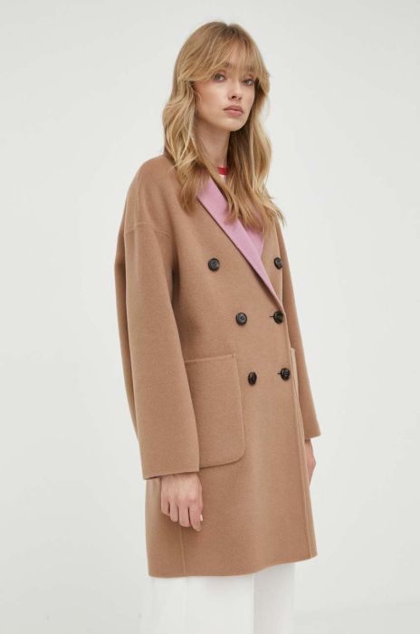 Вовняне двостороннє пальто MAX&Co. перехідний oversize колір барвистий (3429325)