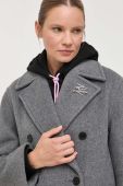 Вовняне пальто Karl Lagerfeld колір сірий перехідний