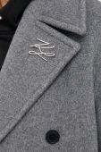 Вовняне пальто Karl Lagerfeld колір сірий перехідний