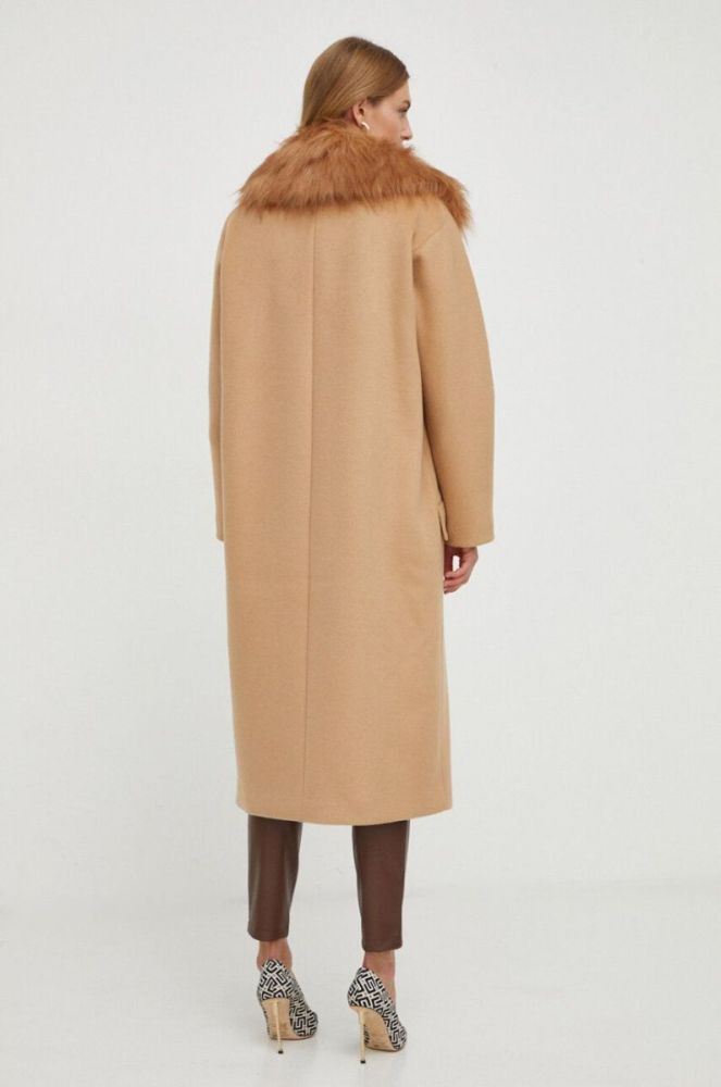 Вовняне пальто Elisabetta Franchi колір бежевий перехідний oversize (3641070) фото 3