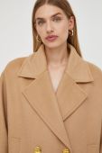 Вовняне пальто Elisabetta Franchi колір бежевий перехідний oversize (3641070)