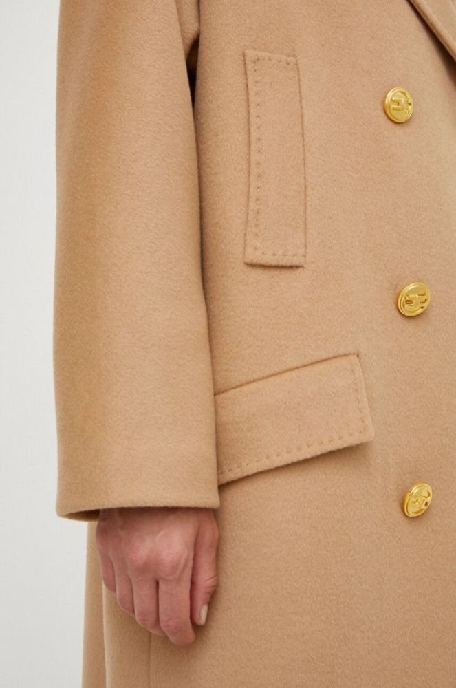 Вовняне пальто Elisabetta Franchi колір бежевий перехідний oversize (3641070) фото 7