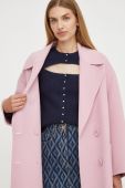 Вовняне пальто Elisabetta Franchi колір рожевий перехідний oversize