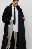 Вовняне пальто Gestuz колір чорний перехідний двобортний (3537779)