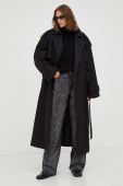 Пальто Gestuz жіночий колір чорний перехідний двобортний