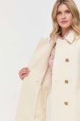 Вовняне пальто Red Valentino колір бежевий перехідний двобортний