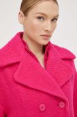 Вовняне пальто Red Valentino колір рожевий перехідний двобортний