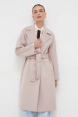 Вовняне пальто Liu Jo колір бежевий перехідний двобортний