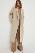 Вовняне пальто Samsoe Samsoe колір бежевий перехідний