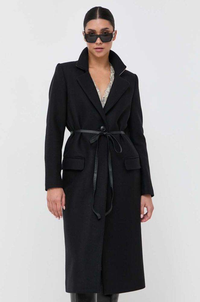 Вовняне пальто Twinset колір чорний перехідний (3473845)