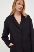 Вовняне пальто Twinset колір чорний перехідний (3466288)
