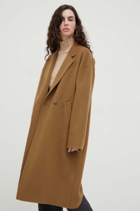 Вовняне пальто Herskind колір коричневий перехідний oversize Вовняне пальто Herskind колір коричневий перехідний oversize