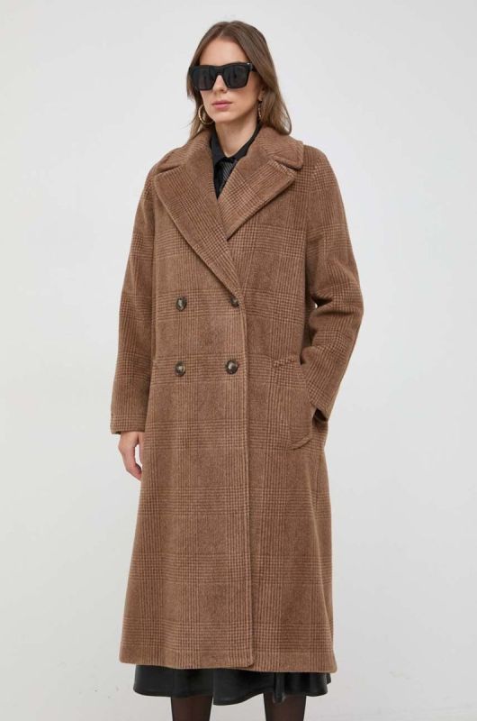 Вовняне пальто Weekend Max Mara колір коричневий перехідний двобортний (3641079) фото 2