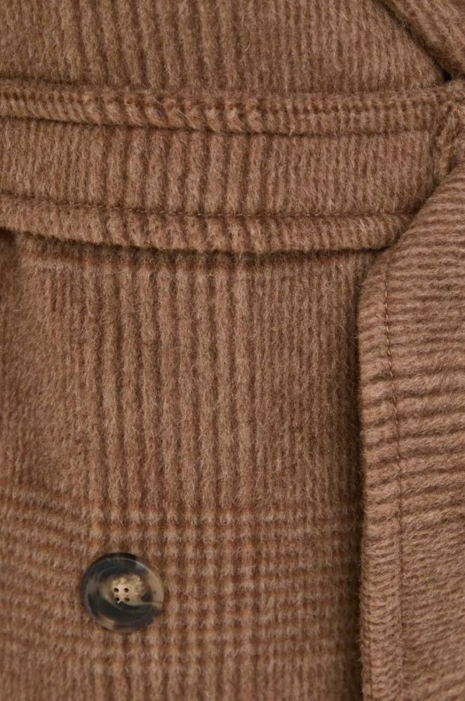 Вовняне пальто Weekend Max Mara колір коричневий перехідний двобортний (3641079) фото 6