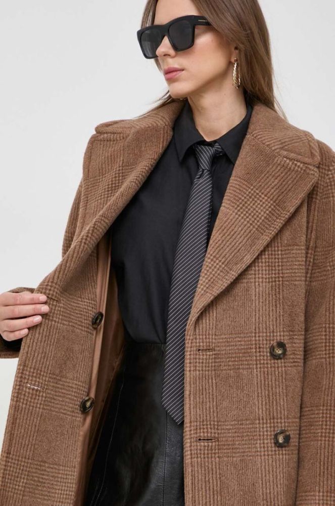 Вовняне пальто Weekend Max Mara колір коричневий перехідний двобортний (3641079) фото 7