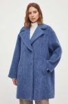 Вовняне пальто Weekend Max Mara перехідний двобортний колір блакитний (3429350) Вовняне пальто Weekend Max Mara перехідний двобортний колір блакитний (3429350)