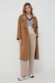 Кашемірове пальто Weekend Max Mara колір коричневий перехідний двобортний