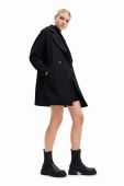Пальто Desigual 23WWEWAU WOMAN WOVEN OVERCOAT жіноче колір чорний перехідне двобортне