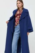 Вовняне пальто Luisa Spagnoli перехідний без застібки колір блакитний
