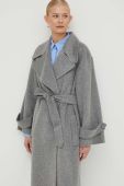 Вовняне пальто Luisa Spagnoli колір сірий перехідний без застібки