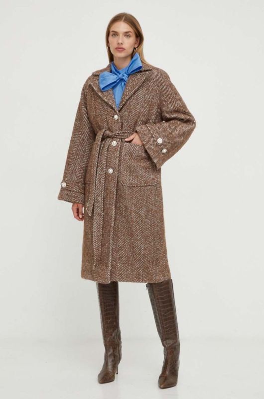 Пальто з домішкою вовни Custommade колір коричневий перехідний oversize