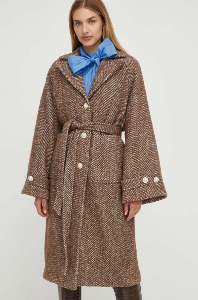 Пальто з домішкою вовни Custommade колір коричневий перехідний oversize фото 2