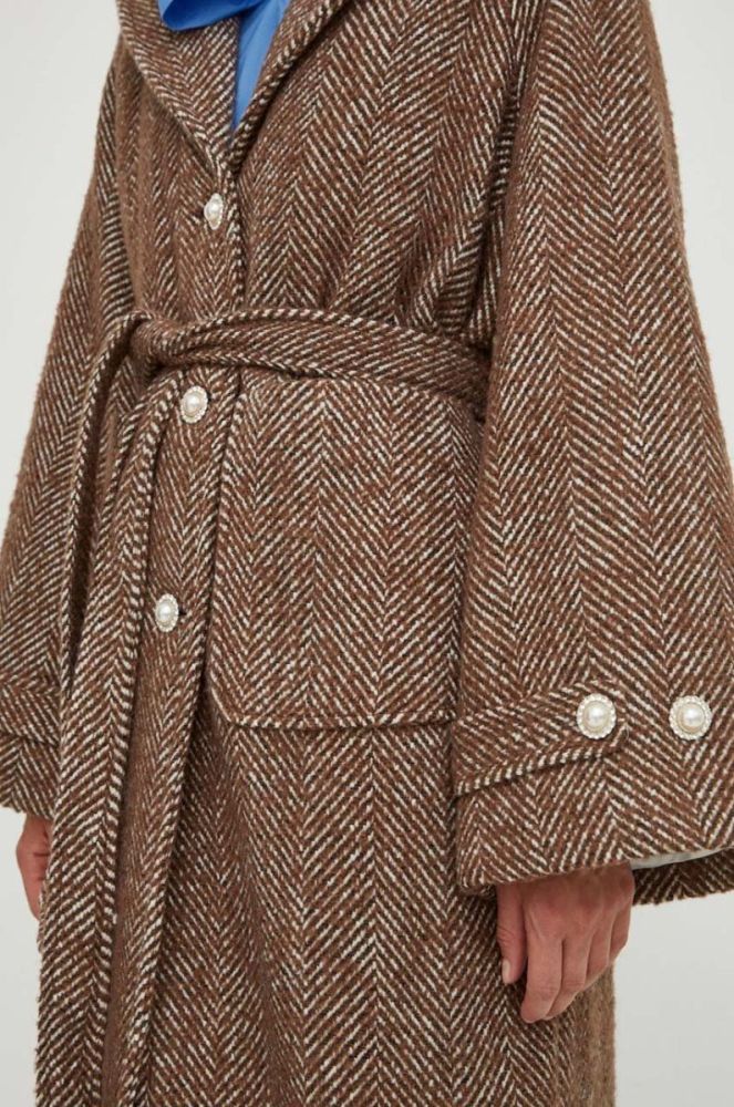Пальто з домішкою вовни Custommade колір коричневий перехідний oversize фото 6