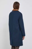 Пальто з домішкою вовни Pepe Jeans колір синій перехідний oversize