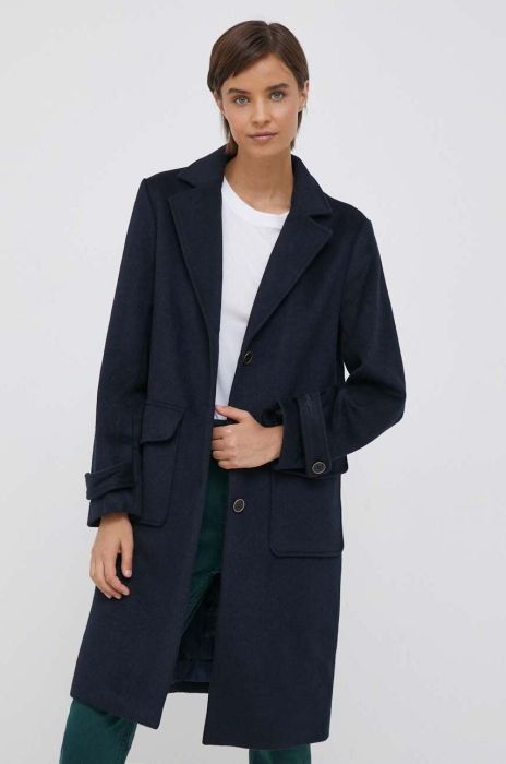 Вовняне пальто Pepe Jeans Nica колір синій перехідне