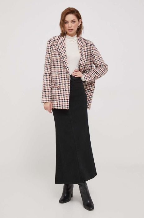 Пальто з домішкою вовни Pepe Jeans перехідний двобортний колір барвистий