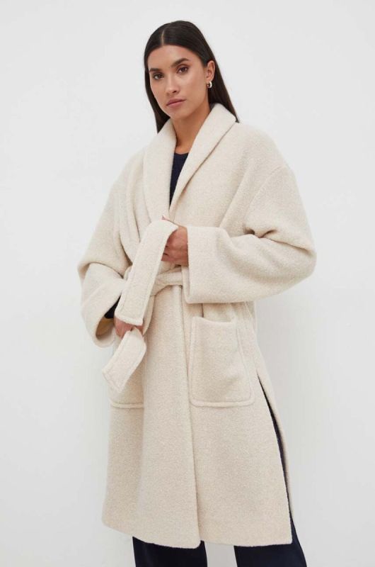 Вовняне пальто Max Mara Leisure колір бежевий перехідний oversize фото 2