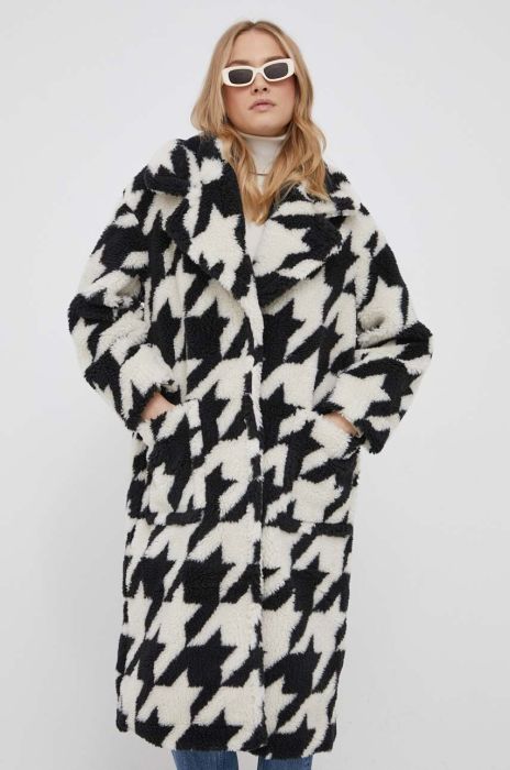 Пальто United Colors of Benetton жіночий колір чорний перехідний oversize Пальто United Colors of Benetton жіночий колір чорний перехідний oversize