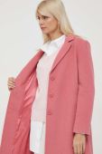 Вовняне пальто United Colors of Benetton колір рожевий перехідний