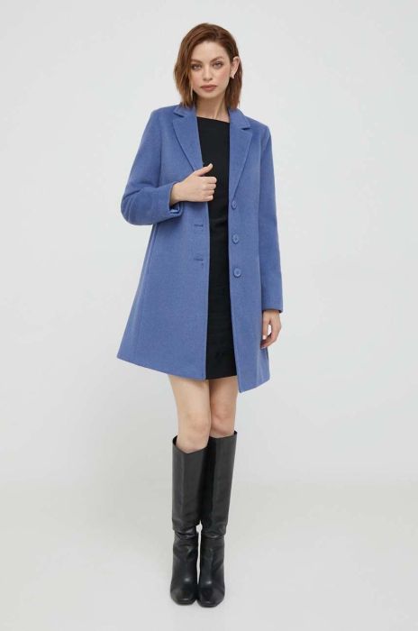 Вовняне пальто United Colors of Benetton перехідний колір блакитний Вовняне пальто United Colors of Benetton перехідний колір блакитний