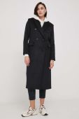 Пальто з домішкою вовни United Colors of Benetton колір чорний перехідний двобортний