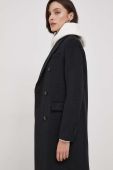 Пальто з домішкою вовни United Colors of Benetton колір чорний перехідний двобортний
