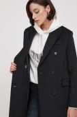 Пальто з домішкою вовни United Colors of Benetton колір чорний перехідний двобортний