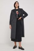 Пальто з домішкою вовни United Colors of Benetton колір сірий перехідний двобортний