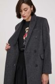 Пальто з домішкою вовни United Colors of Benetton колір сірий перехідний двобортний