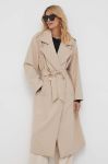 Пальто Sisley жіночий колір бежевий перехідний двобортний